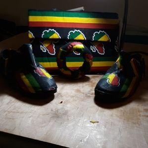 Matching shoe, purse, bracelet set.